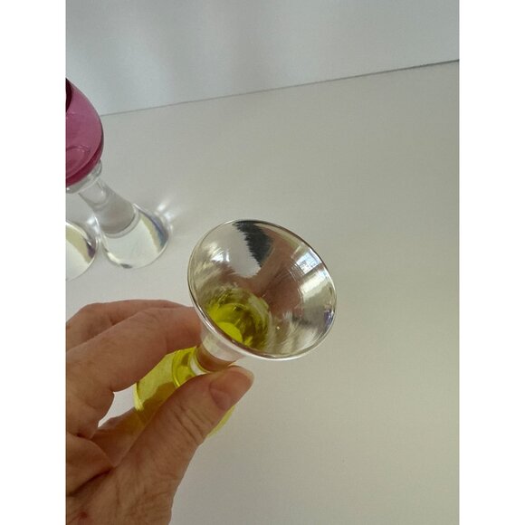 Vtg Liiquor Dessert Wine Shot Glasses Purple Blue Pink Yellow Set of 4 - Picture 5 of 5